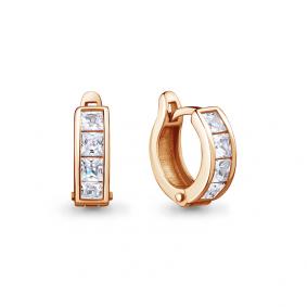 Золотые серьги AQUAMARINE 43054А с фианитом 43054А фото