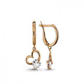 Золотые серьги AQUAMARINE 43061 с фианитом 43061 фото