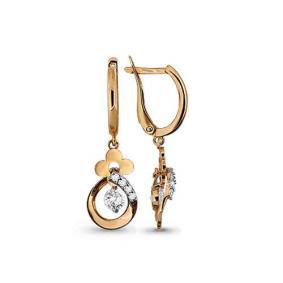 Золотые серьги AQUAMARINE 43063А с фианитом 43063А фото