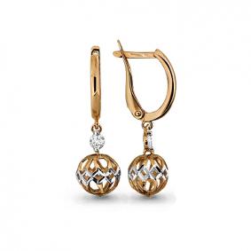 Золотые серьги AQUAMARINE 43069 с фианитом 43069 фото