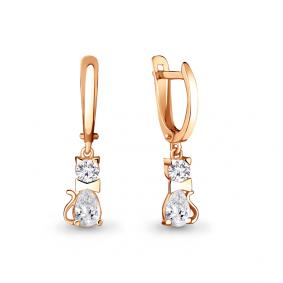 Золотые серьги AQUAMARINE 43087 с фианитом 43087 фото