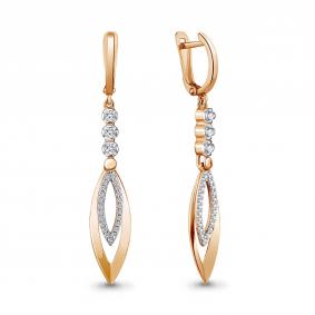 Золотые серьги AQUAMARINE 43089А с фианитом 43089А фото