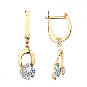 Золотые серьги AQUAMARINE 43093 с фианитом 43093 фото