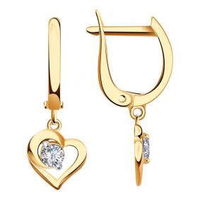 Золотые серьги AQUAMARINE 43097 с фианитом 43097 фото