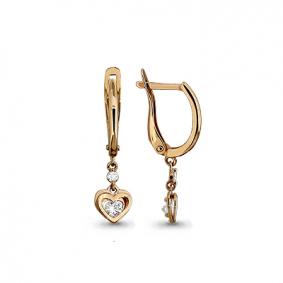 Золотые серьги AQUAMARINE 43103 с фианитом 43103 фото