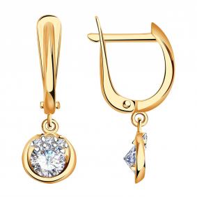 Золотые серьги AQUAMARINE 43110 с фианитом 43110 фото