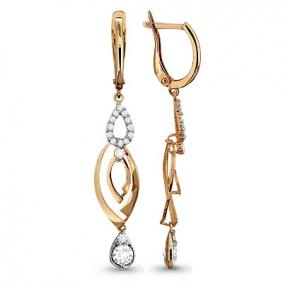 Золотые серьги AQUAMARINE 43115А с фианитом 43115А фото