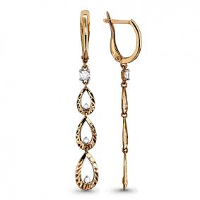 Золотые серьги AQUAMARINE 43118А с фианитом 43118А фото