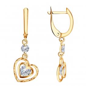 Золотые серьги AQUAMARINE 43121 с фианитом 43121 фото