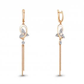 Золотые серьги AQUAMARINE 43143А с фианитом 43143А фото