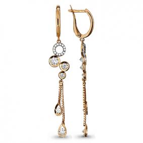 Золотые серьги AQUAMARINE 43146А с фианитом 43146А фото