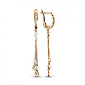 Золотые серьги AQUAMARINE 43150 с фианитом 43150 фото