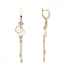 Золотые серьги AQUAMARINE 43152 с фианитом 43152 фото