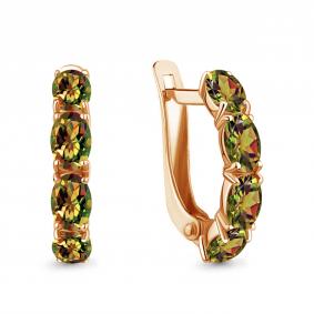 Золотые серьги AQUAMARINE 4329319 с султанитом 4329319 фото