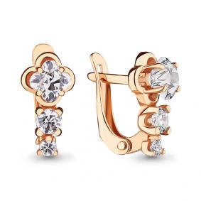 Золотые серьги AQUAMARINE 43302 с фианитом и Swarovski 43302 фото