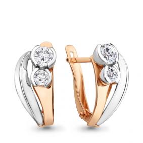 Золотые серьги AQUAMARINE 43316 с фианитом 43316 фото