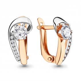 Золотые серьги AQUAMARINE 43319А с Swarovski 43319А фото