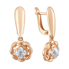 Золотые серьги AQUAMARINE 43338 с Swarovski 43338 фото