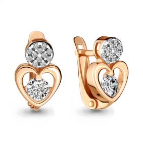 Золотые серьги AQUAMARINE 43350А с фианитом и Swarovski 43350А фото