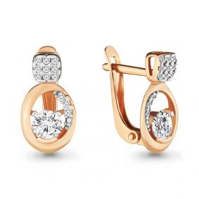 Золотые серьги AQUAMARINE 43353А с Swarovski 43353А фото