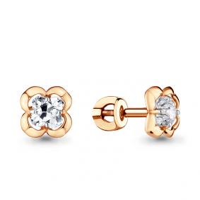 Золотые серьги AQUAMARINE 43356 с Swarovski 43356 фото