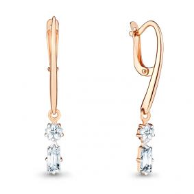 Золотые серьги AQUAMARINE 43366 с Swarovski 43366 фото