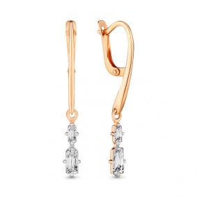 Золотые серьги AQUAMARINE 43367 с Swarovski 43367 фото