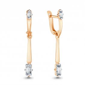 Золотые серьги AQUAMARINE 433691 с фианитом 433691 фото