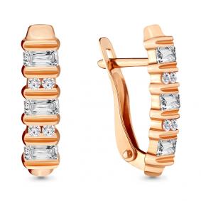 Золотые серьги AQUAMARINE 43370А с Swarovski 43370А фото