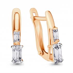 Золотые серьги AQUAMARINE 433751 с фианитом 433751 фото