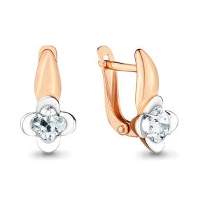 Золотые серьги AQUAMARINE 43383 с Swarovski 43383 фото