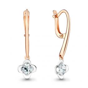 Золотые серьги AQUAMARINE 43384 с Swarovski 43384 фото