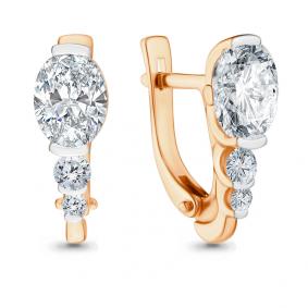 Золотые серьги AQUAMARINE 43392 с фианитом и Swarovski 43392 фото