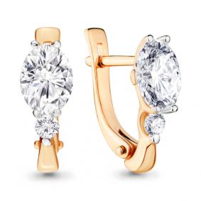 Золотые серьги AQUAMARINE 43396 с фианитом и Swarovski 43396 фото