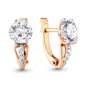 Золотые серьги AQUAMARINE 43398А с фианитом и Swarovski 43398А фото