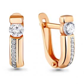 Золотые серьги AQUAMARINE 43400А с фианитом и Swarovski 43400А фото