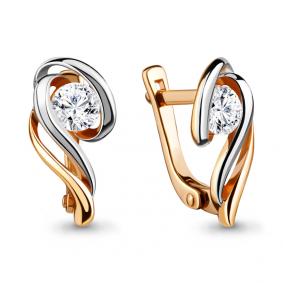 Золотые серьги AQUAMARINE 43404 с Swarovski 43404 фото