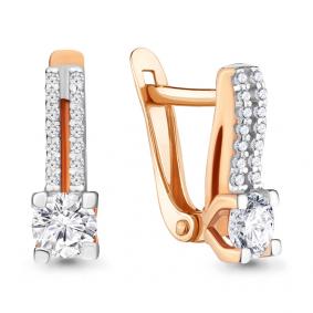 Золотые серьги AQUAMARINE 434151А с фианитом 434151А фото
