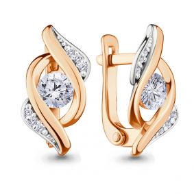 Золотые серьги AQUAMARINE 43416 с фианитом и Swarovski 43416 фото