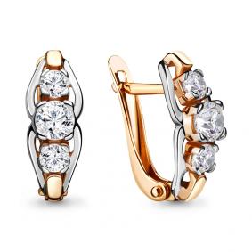 Золотые серьги AQUAMARINE 43428 с Swarovski 43428 фото