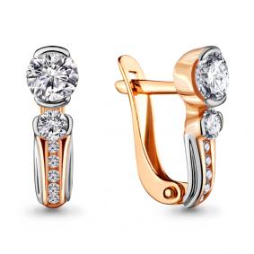 Золотые серьги AQUAMARINE 43430А с фианитом и Swarovski 43430А фото