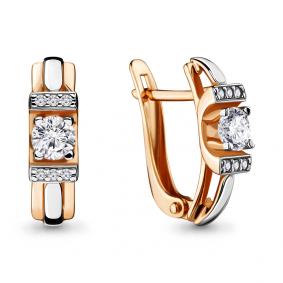 Золотые серьги AQUAMARINE 43431А с фианитом и Swarovski 43431А фото