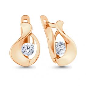 Золотые серьги AQUAMARINE 43514 с фианитом 43514 фото