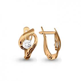 Золотые серьги AQUAMARINE 43515 с фианитом 43515 фото