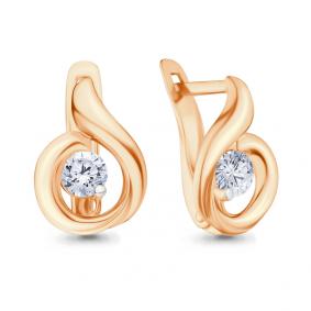 Золотые серьги AQUAMARINE 43516 с фианитом 43516 фото
