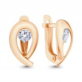 Золотые серьги AQUAMARINE 435171 с фианитом 435171 фото