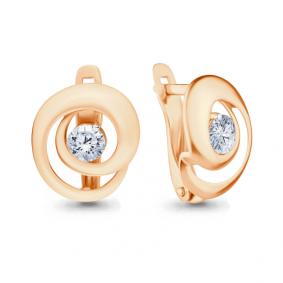 Золотые серьги AQUAMARINE 43519 с фианитом 43519 фото