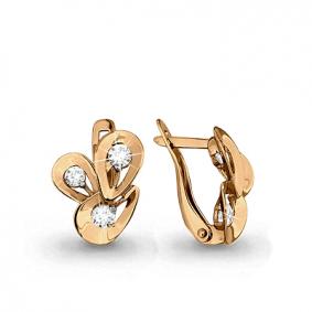 Золотые серьги AQUAMARINE 43525 с фианитом 43525 фото