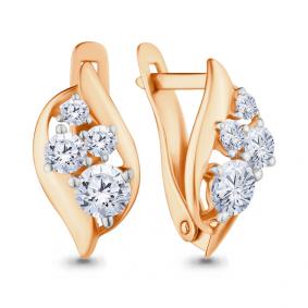 Золотые серьги AQUAMARINE 435341 с фианитом 435341 фото