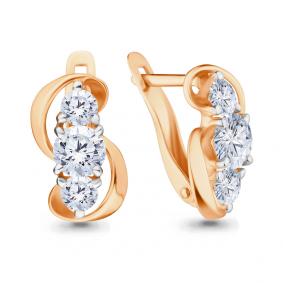 Золотые серьги AQUAMARINE 43535 с Swarovski 43535 фото